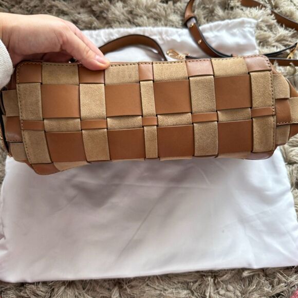 Michael Kors Vivian Large Suede Leather Hobo Bag Acorn Brown Crossbody Strap - Picture 5 of 9